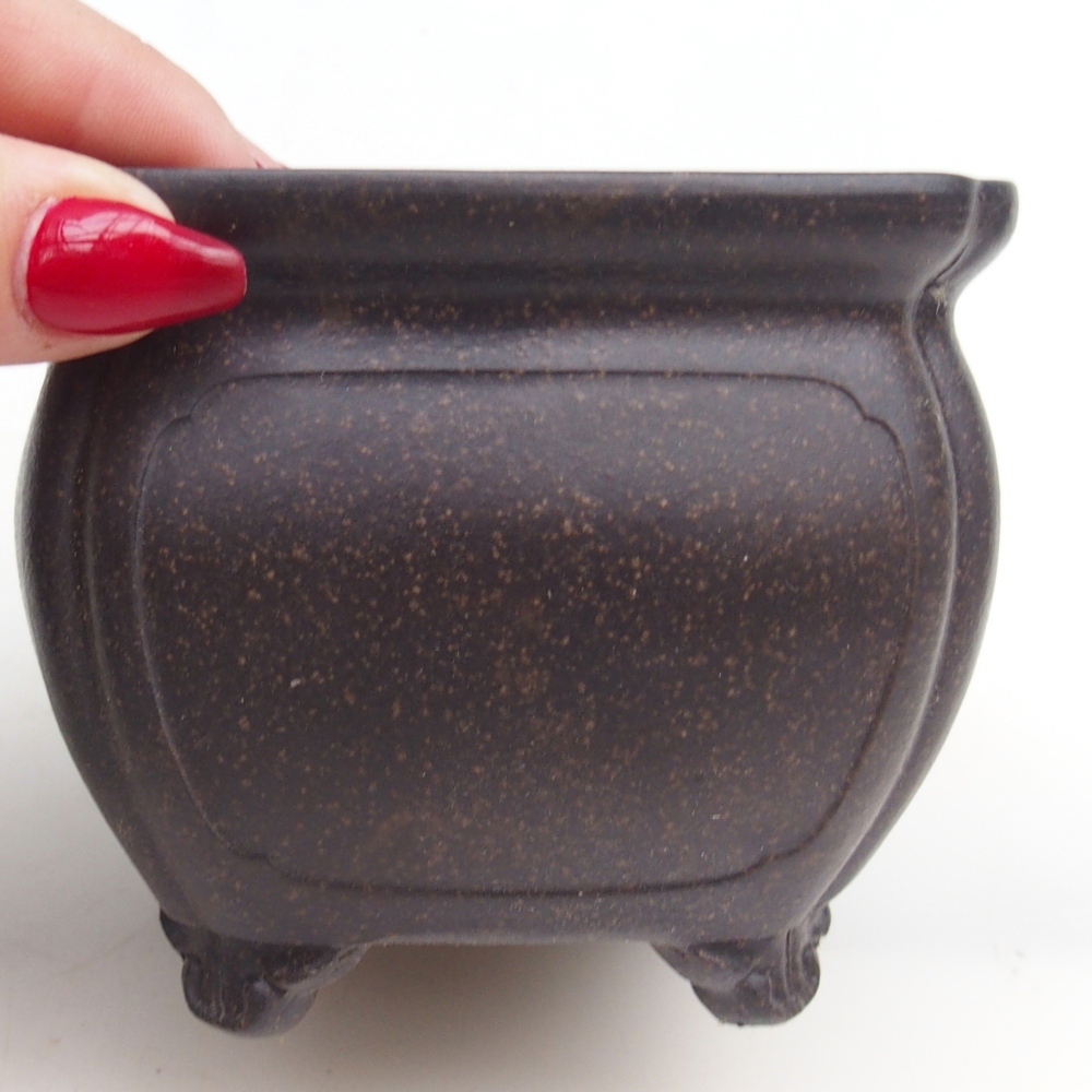 Ceramic bonsai bowl 10 x 10 x 8 cm, brownish ochre