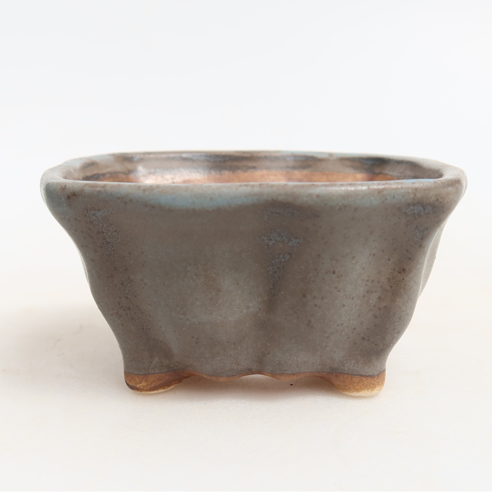 Ceramic bonsai pot, 7 x 7 x 3.5 cm, blue