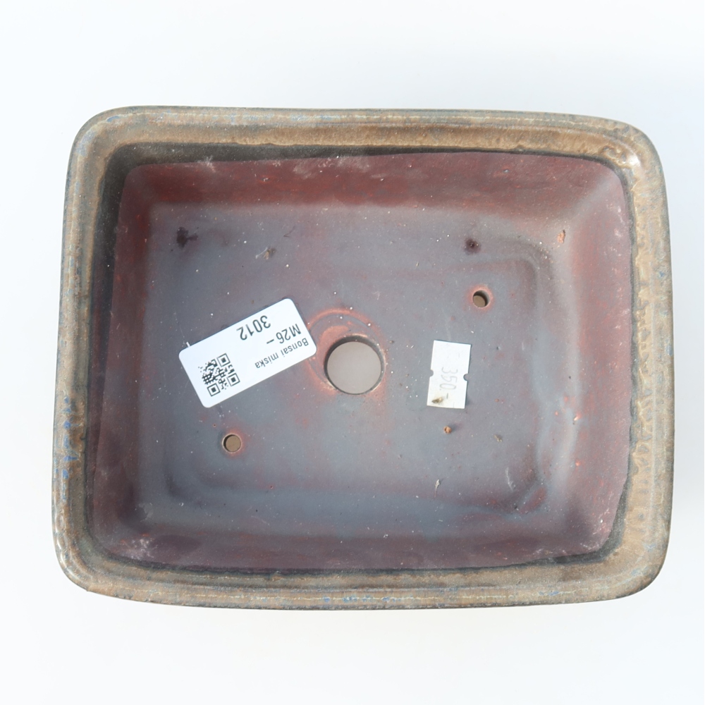 Ceramic bonsai pot, 17.5 x 14.5 x 5 cm, brown