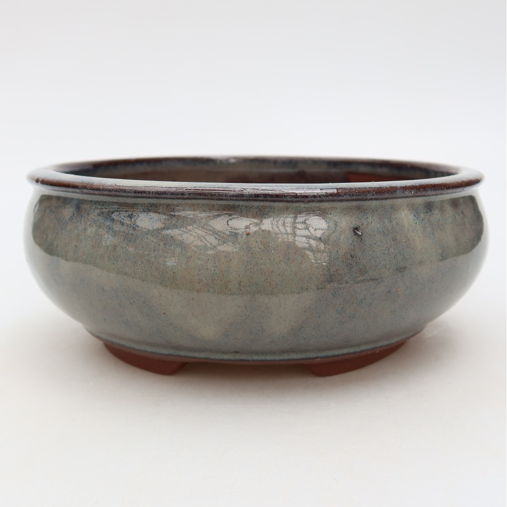 Ceramic bonsai pot, 16 x 16 x 6.5 cm, gray