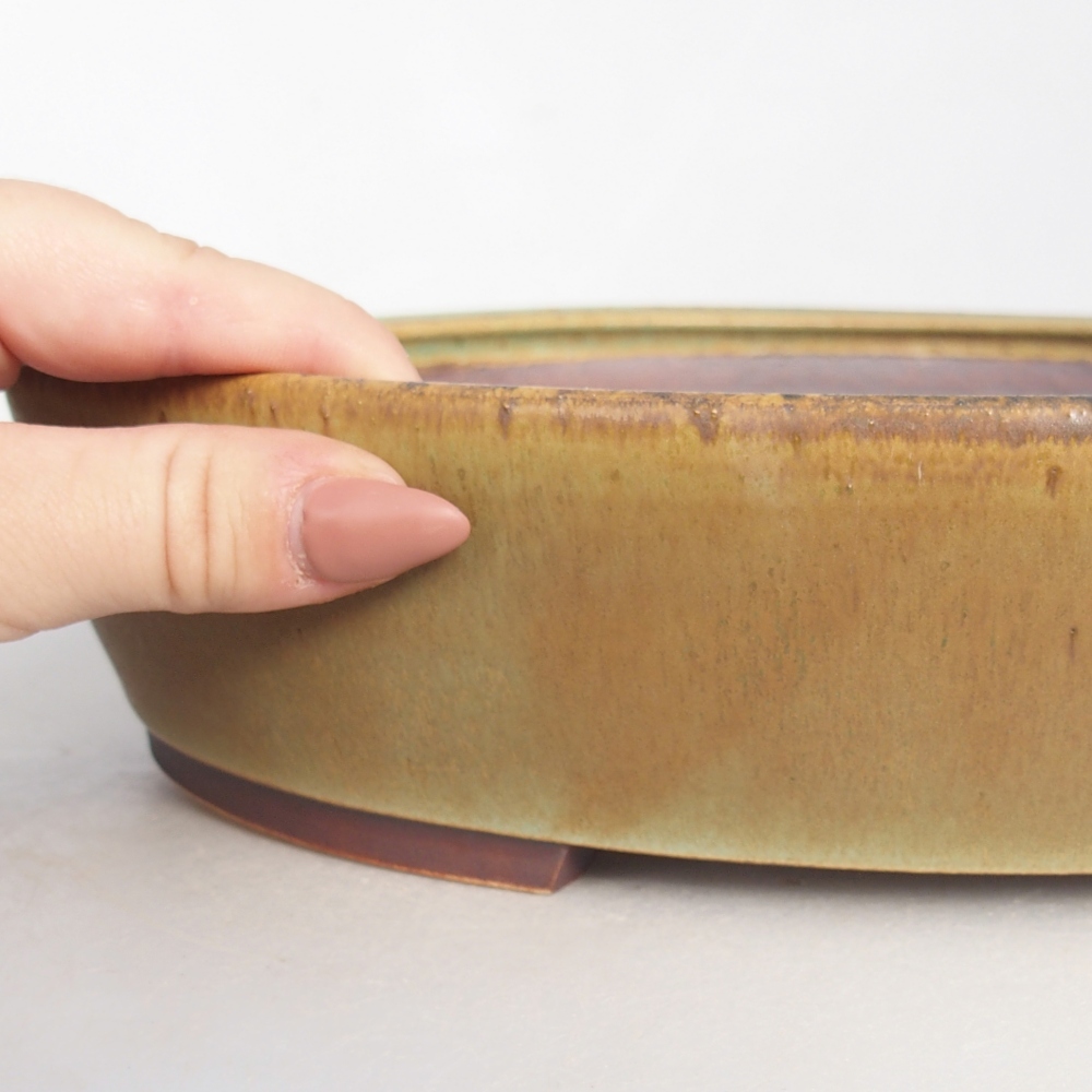 Ceramic bonsai bowl 31,5 x 27,5 x 6,5 cm, green