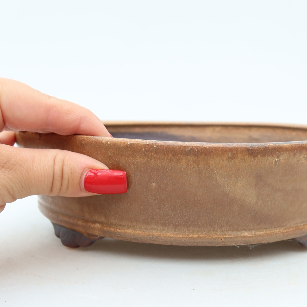 Ceramic bonsai pot, 21.5 x 21.5 x 6 cm, pink