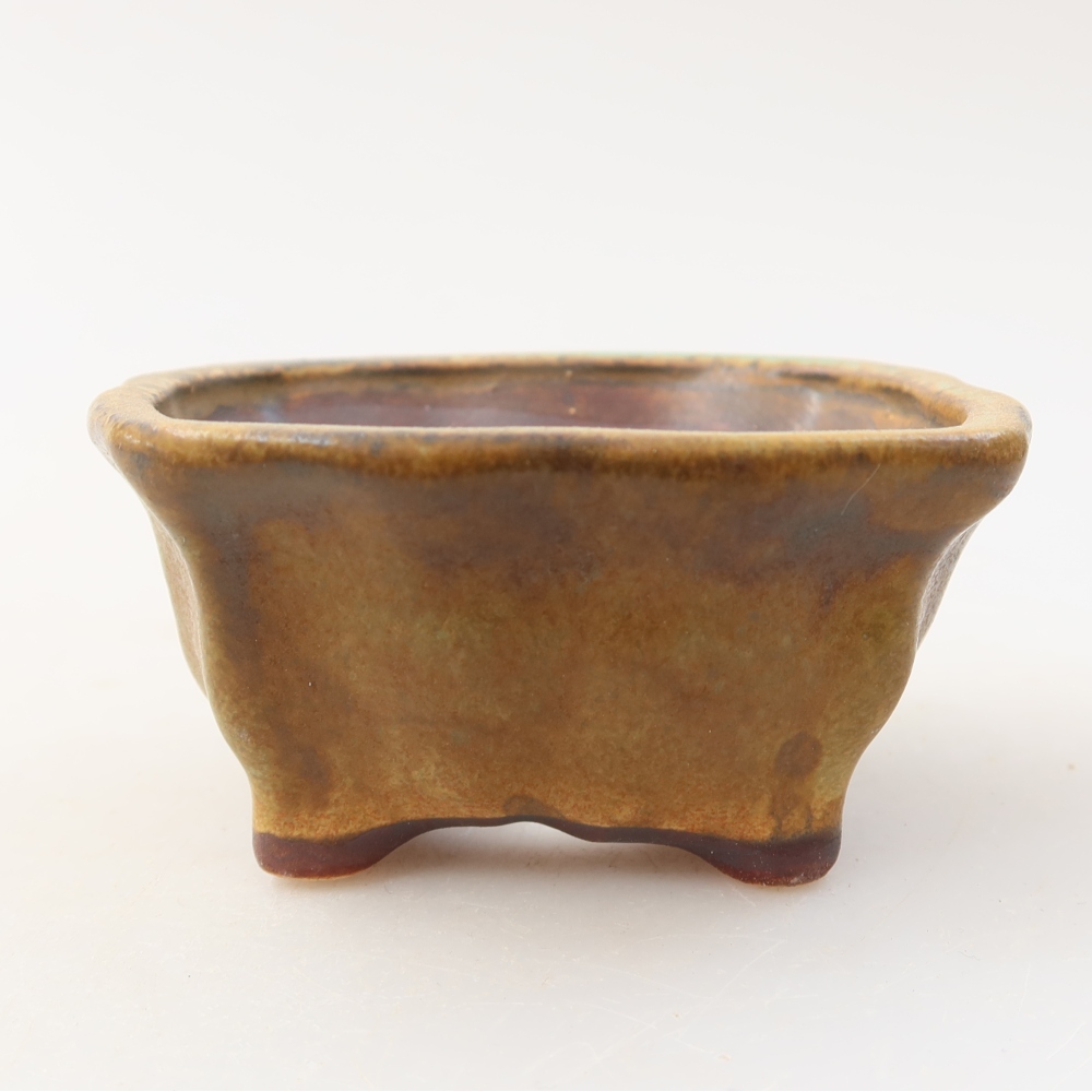 Ceramic bonsai pot, 7.5 x 7 x 3.5 cm, green