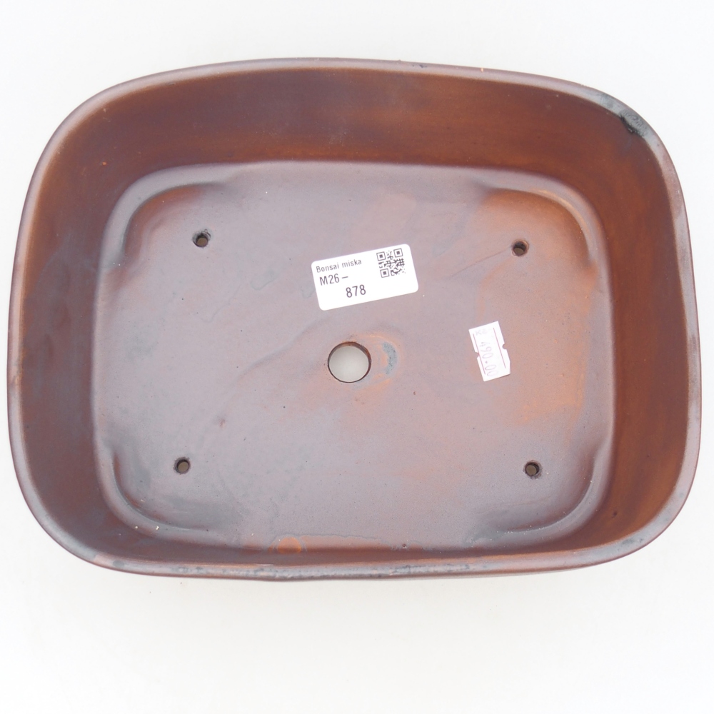 Ceramic bonsai bowl 23,5 x 18 x 7,5 cm, metal colour