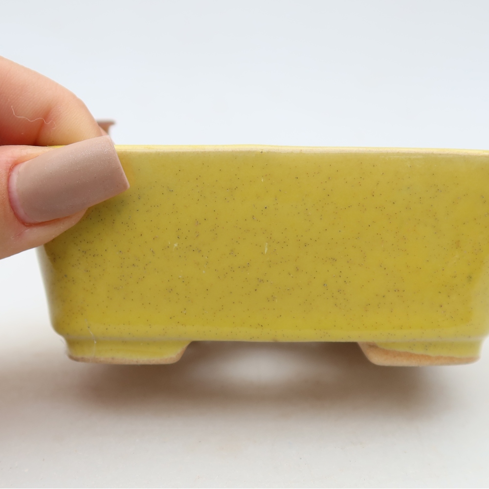 Ceramic bonsai pot, 10.5 x 8.5 x 4 cm, yellow