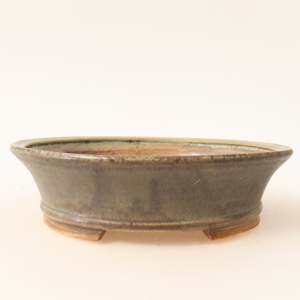 Ceramic bonsai pot, 17.5 x 16.5 x 4.5 cm, brown