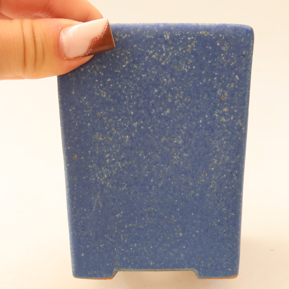 Ceramic bonsai pot, 7.5 x 7.5 x 10 cm, blue