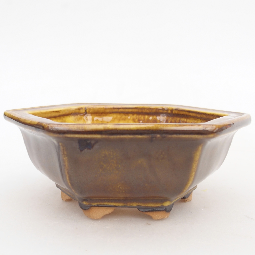 Ceramic bonsai bowl 12 x 10,5 x 4,5 cm, yellow