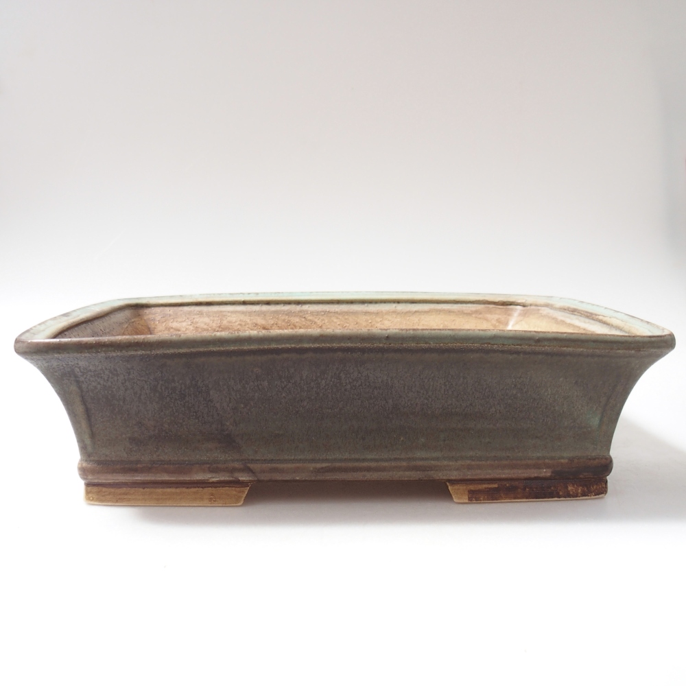 Ceramic bonsai bowl 29 x 24 x 8 cm, green