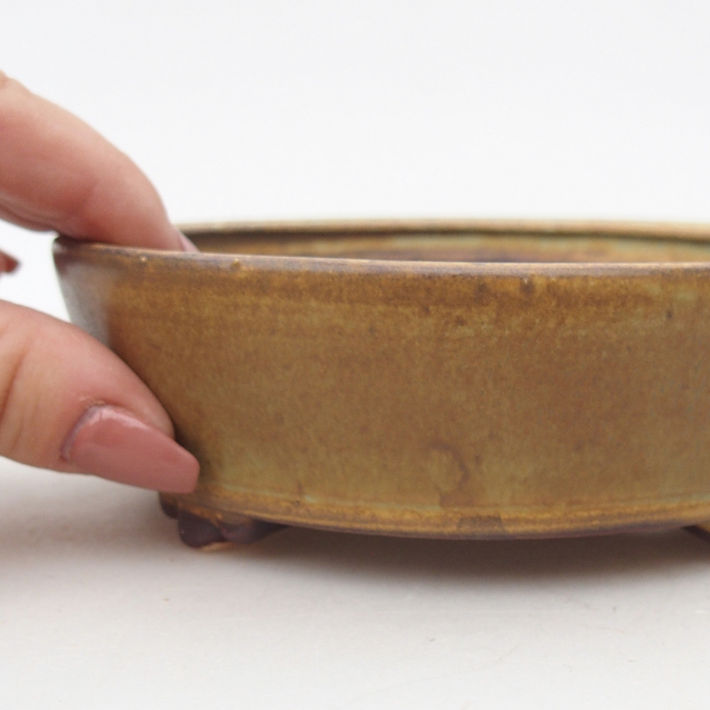 Ceramic bonsai bowl 13,5 x 13,5 x 4 cm, green