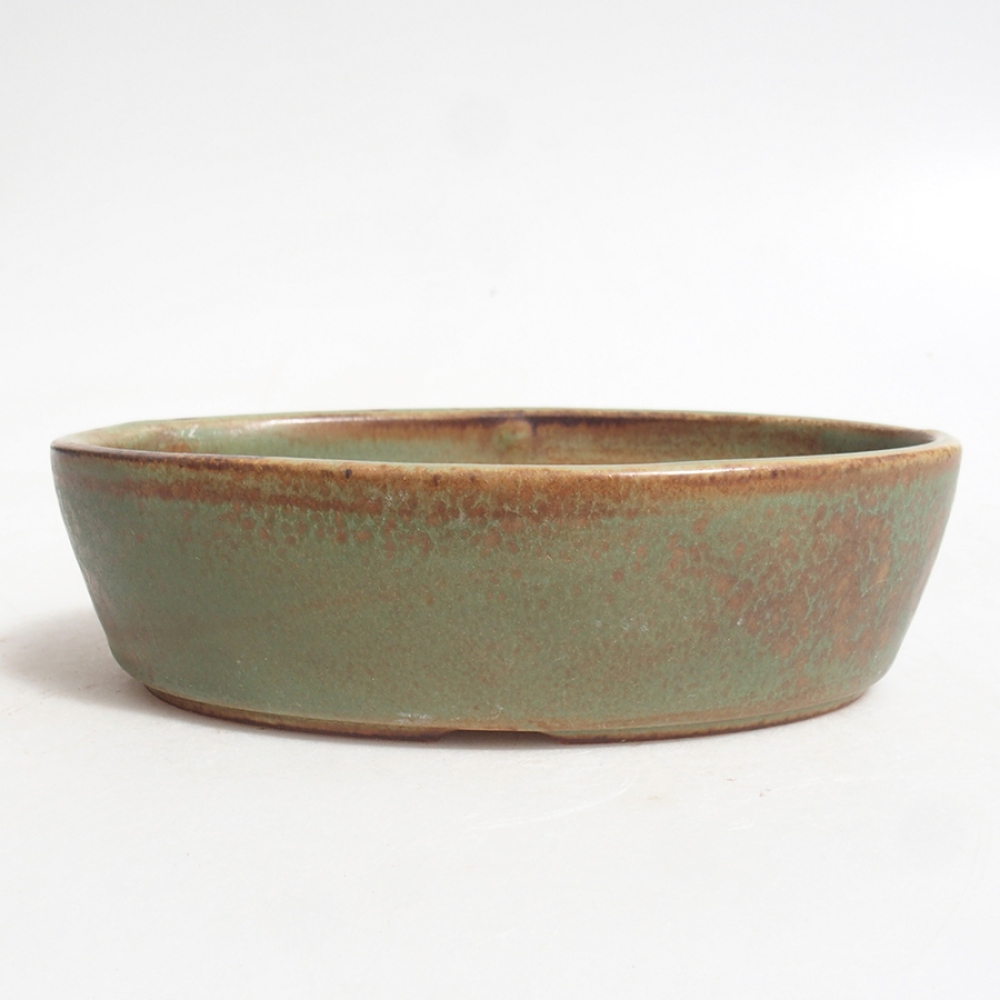 Ceramic bonsai bowl 15 x 9,5 x 4 cm, color green