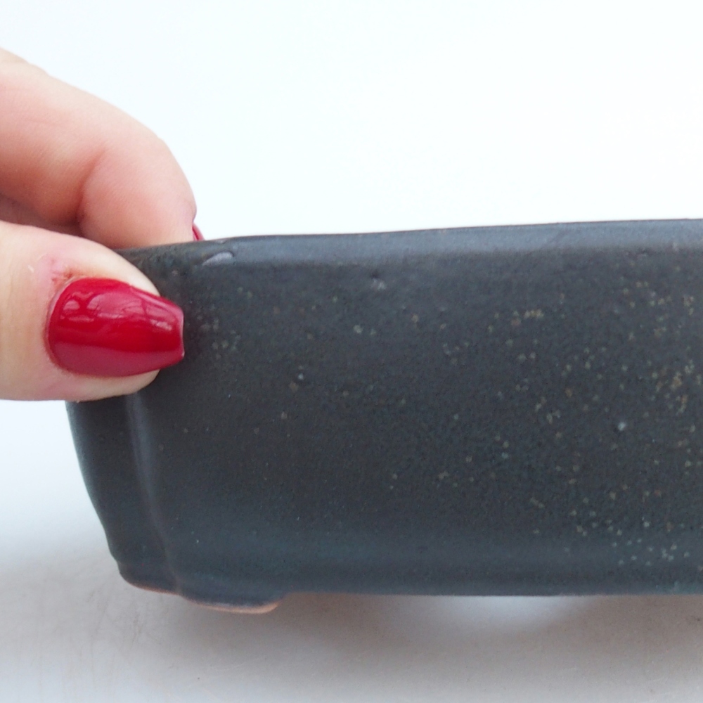 Ceramic bonsai bowl 12,5 x 9,5 x 4,5 cm, grey