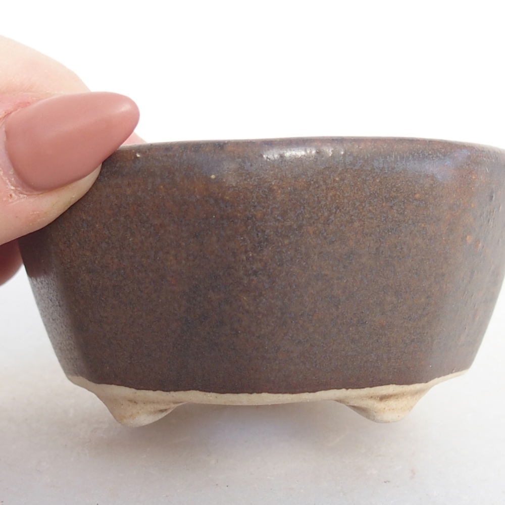 Ceramic bonsai bowl 8 x 7,5 x 4 cm, brown