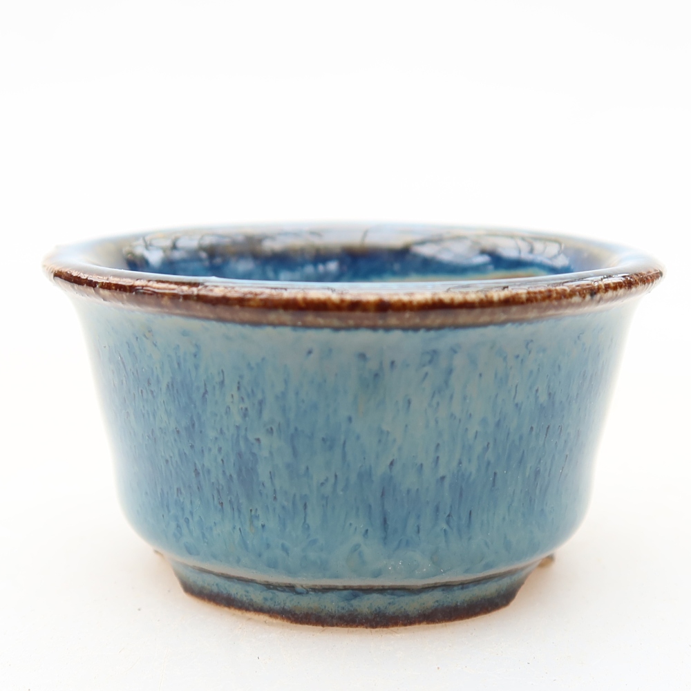 Ceramic bonsai pot, 4.5 x 4.5 x 3 cm, blue
