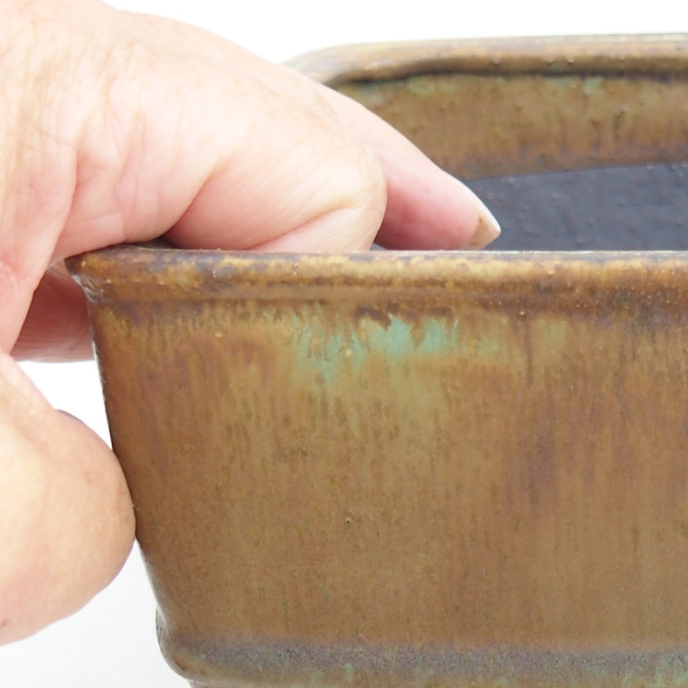 Ceramic bonsai bowl 16 x 16 x 9 cm, color green