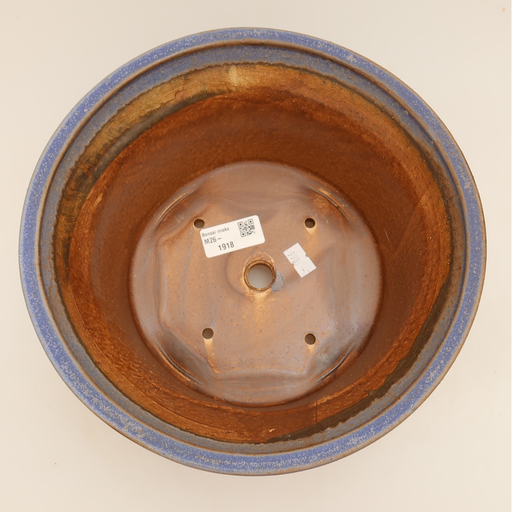 Ceramic bonsai pot, 24.5 x 24.5 x 11 cm, blue