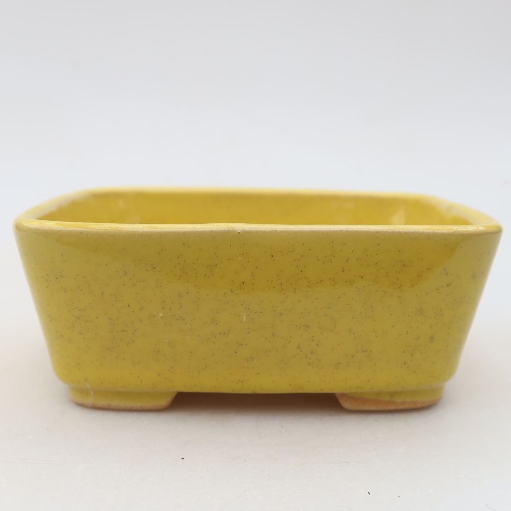 Ceramic bonsai pot, 10.5 x 8.5 x 4 cm, yellow