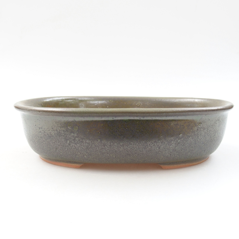 Ceramic bonsai bowl 19 x 14,5 x 4,5 cm, color green