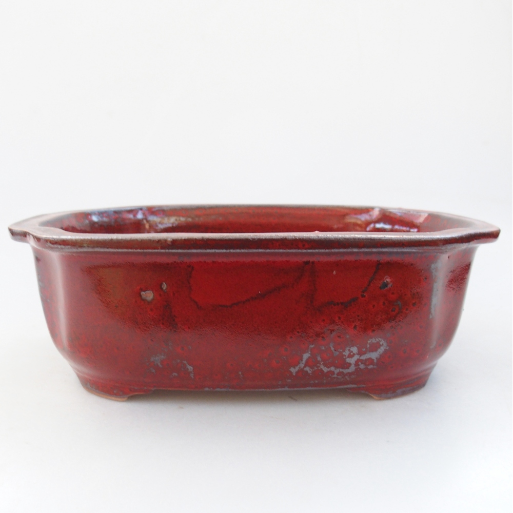 Ceramic bonsai bowl 22 x 18 x 7 cm, colour red