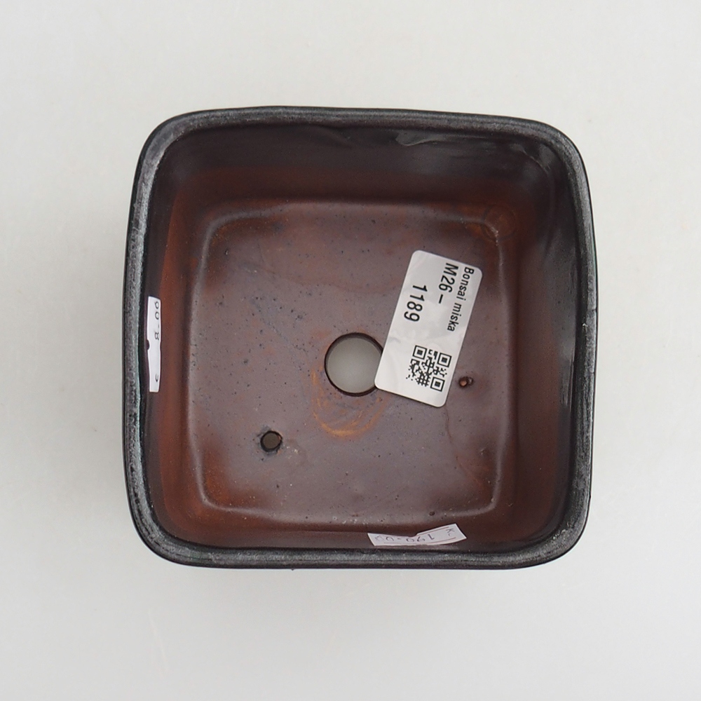 Ceramic bonsai bowl 10 x 10 x 8 cm, green