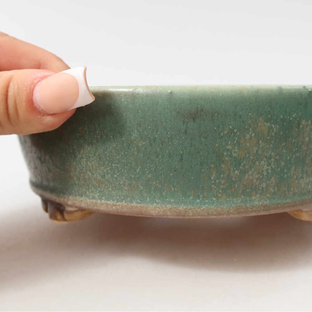 Ceramic bonsai bowl 15,5 x 15,5 x 5 cm, green