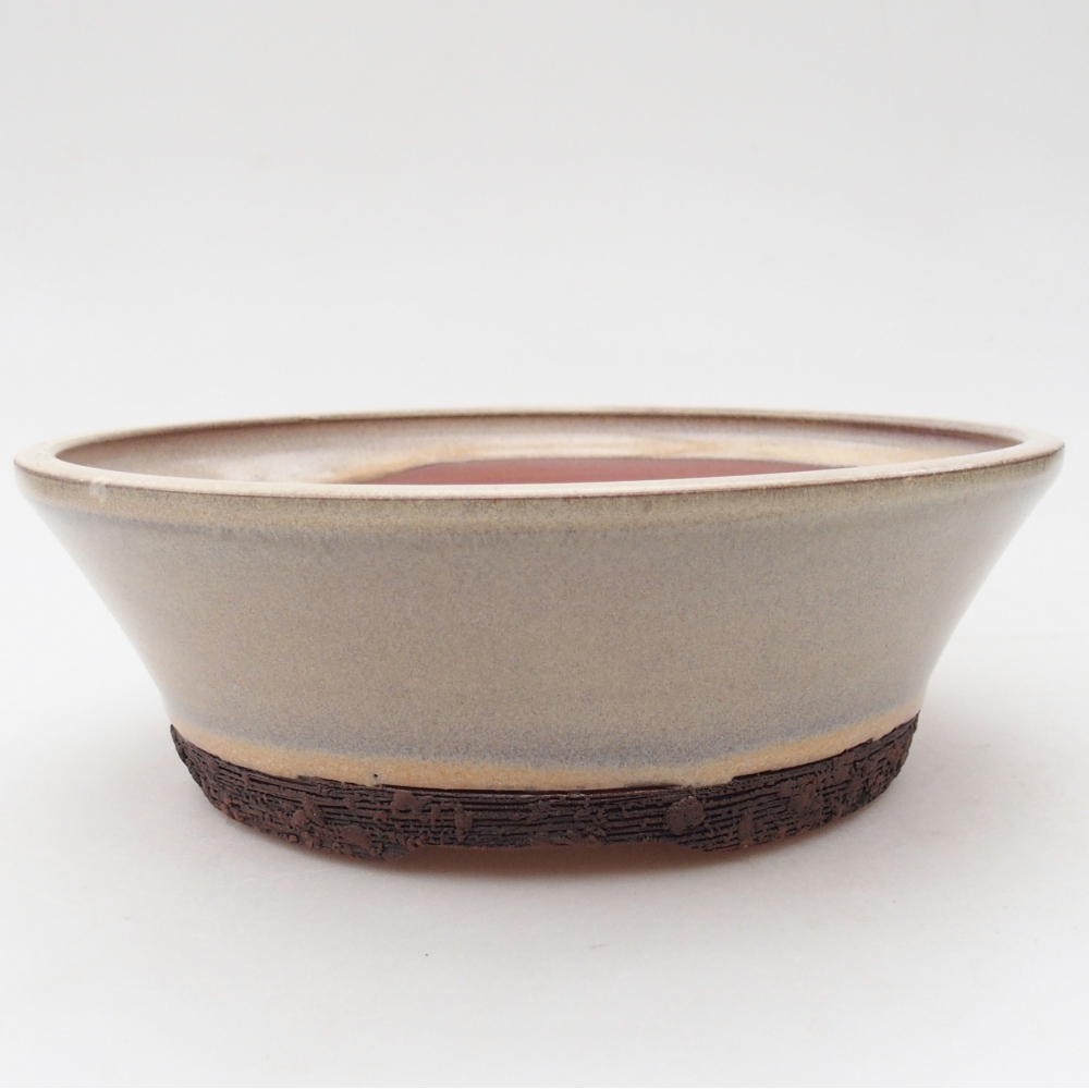 Ceramic bonsai bowl 19,5 x 19,5 x 6,5 cm, colour beige