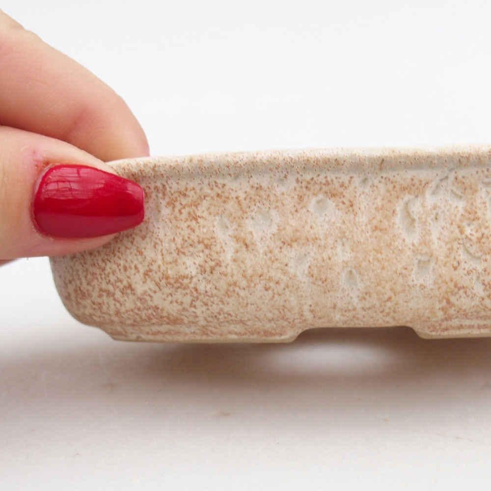 Ceramic bonsai bowl 12 x 8,5 x 3 cm, colour beige