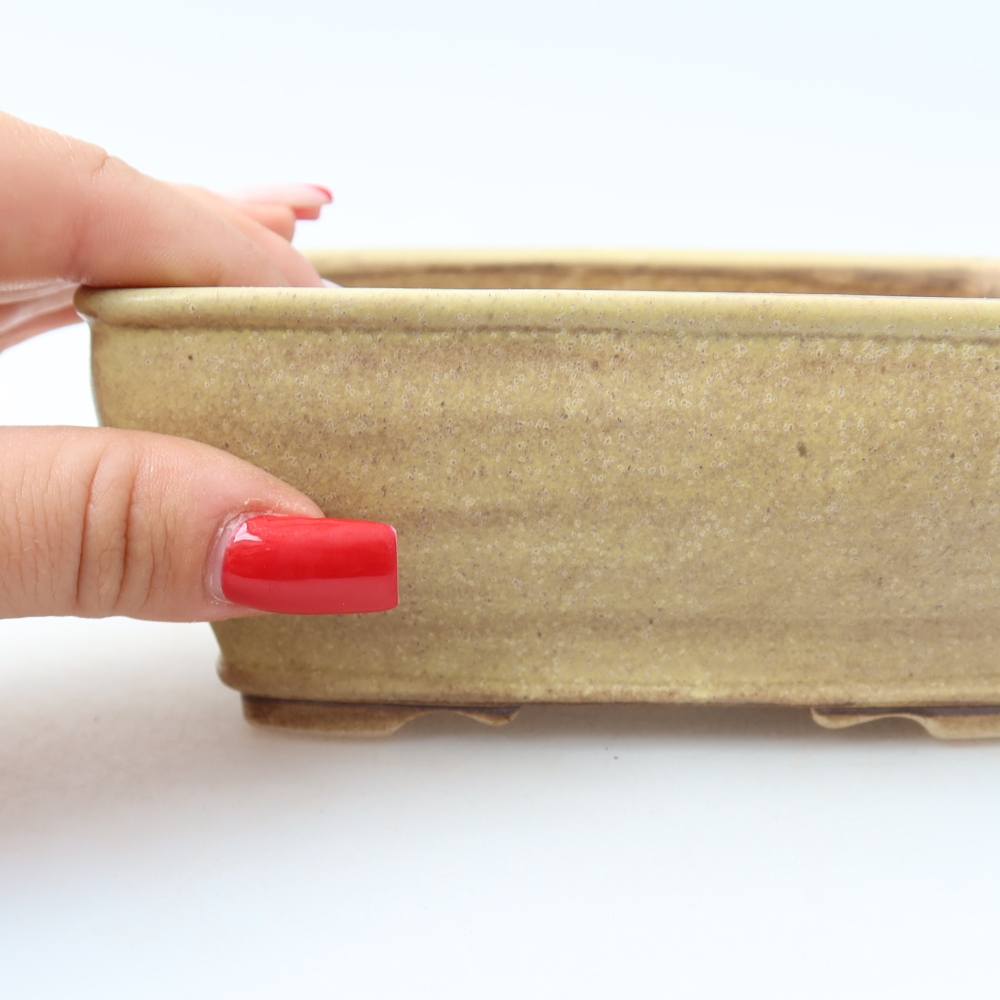 Ceramic bonsai pot, 15 x 12.5 x 5.5 cm, yellow