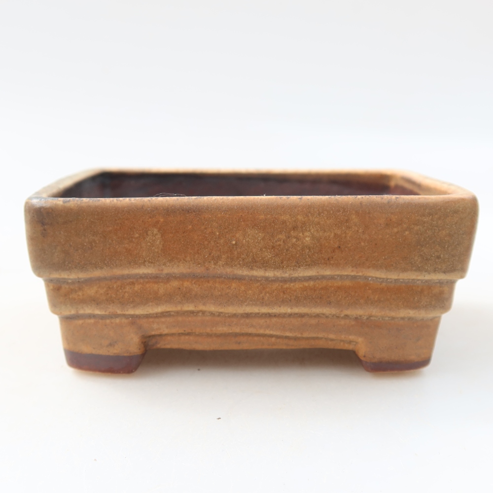 Ceramic bonsai pot, 9.5 x 7.5 x 3.5 cm, brown