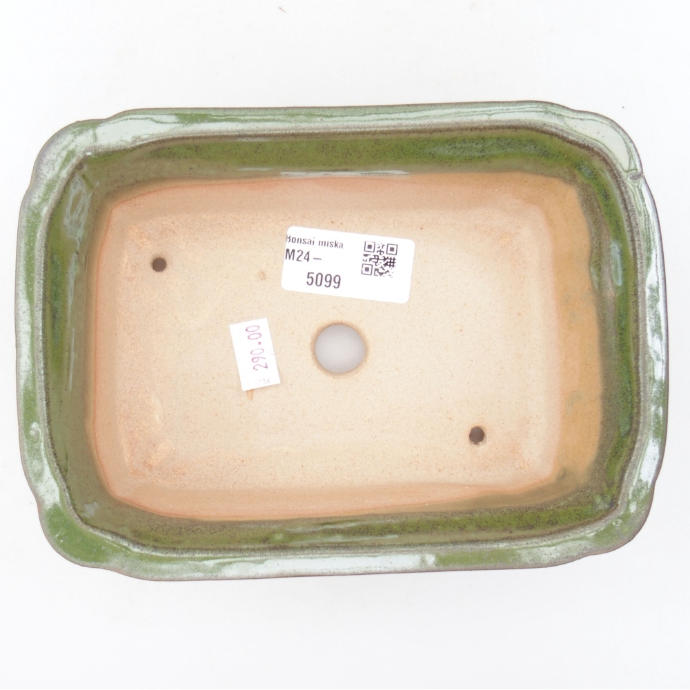 Ceramic bonsai bowl 17,5 x 12,5 x 6 cm, color green