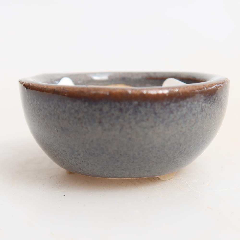 Ceramic bonsai pot, 4 x 4 x 2 cm, gray