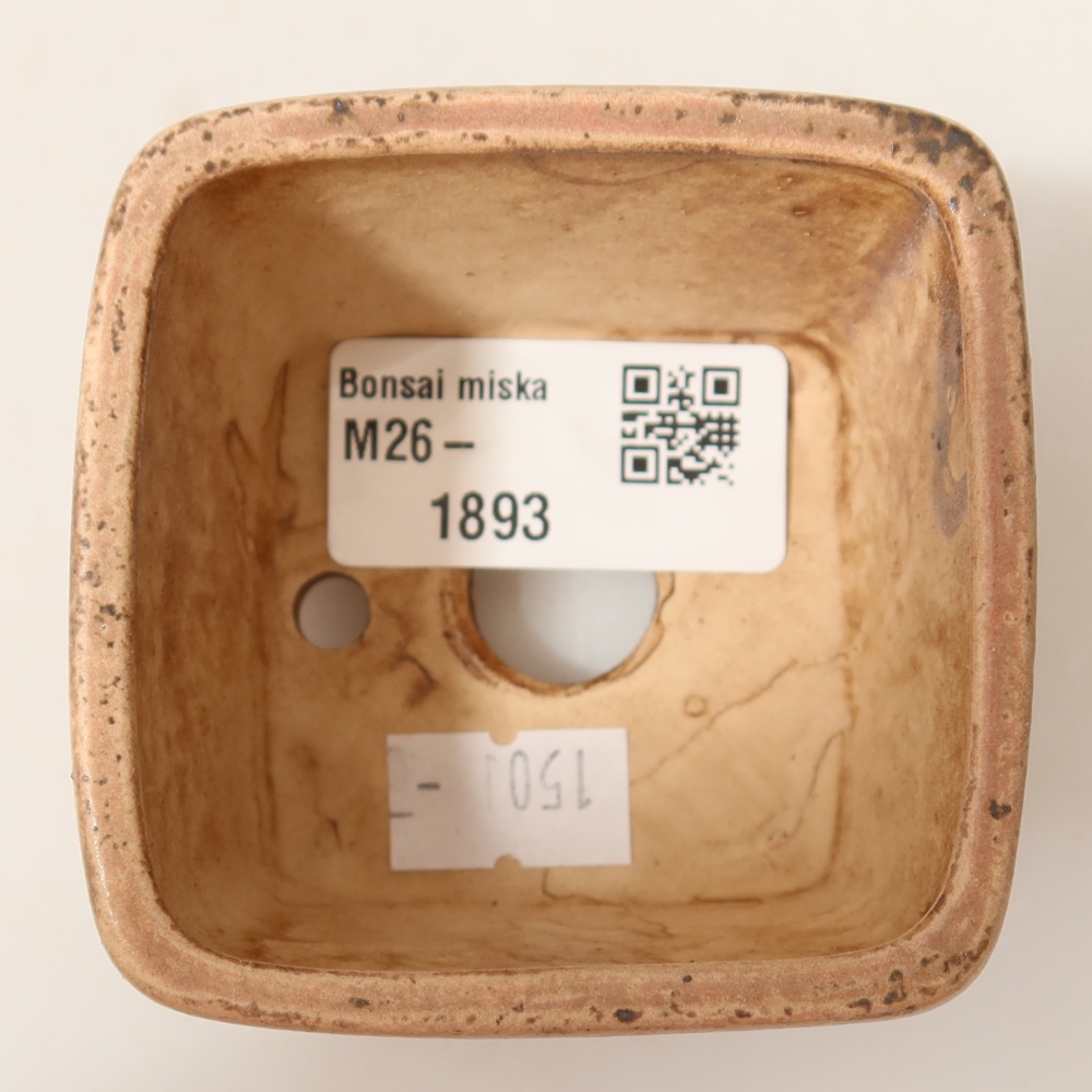 Ceramic bonsai pot, 6.5 x 6.5 x 4.5 cm, pink