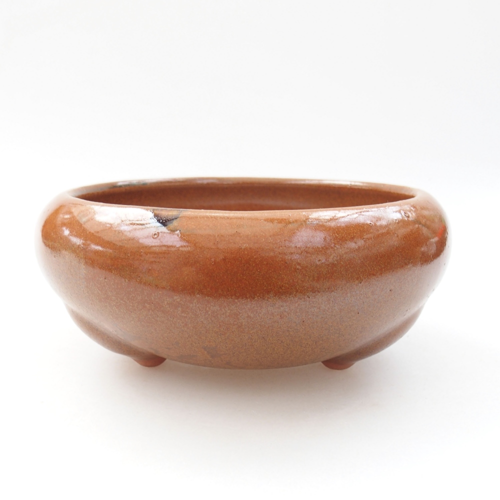 Ceramic bonsai bowl 14 x 14 x 7 cm, color brown