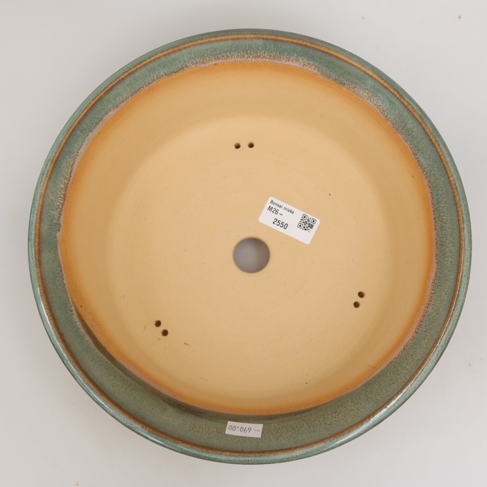 Ceramic bonsai pot, 27 x 27 x 7.5 cm, green