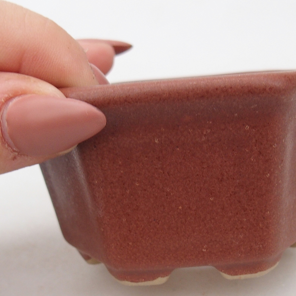 Ceramic bonsai bowl 7,5 x 7 x 4 cm, brown