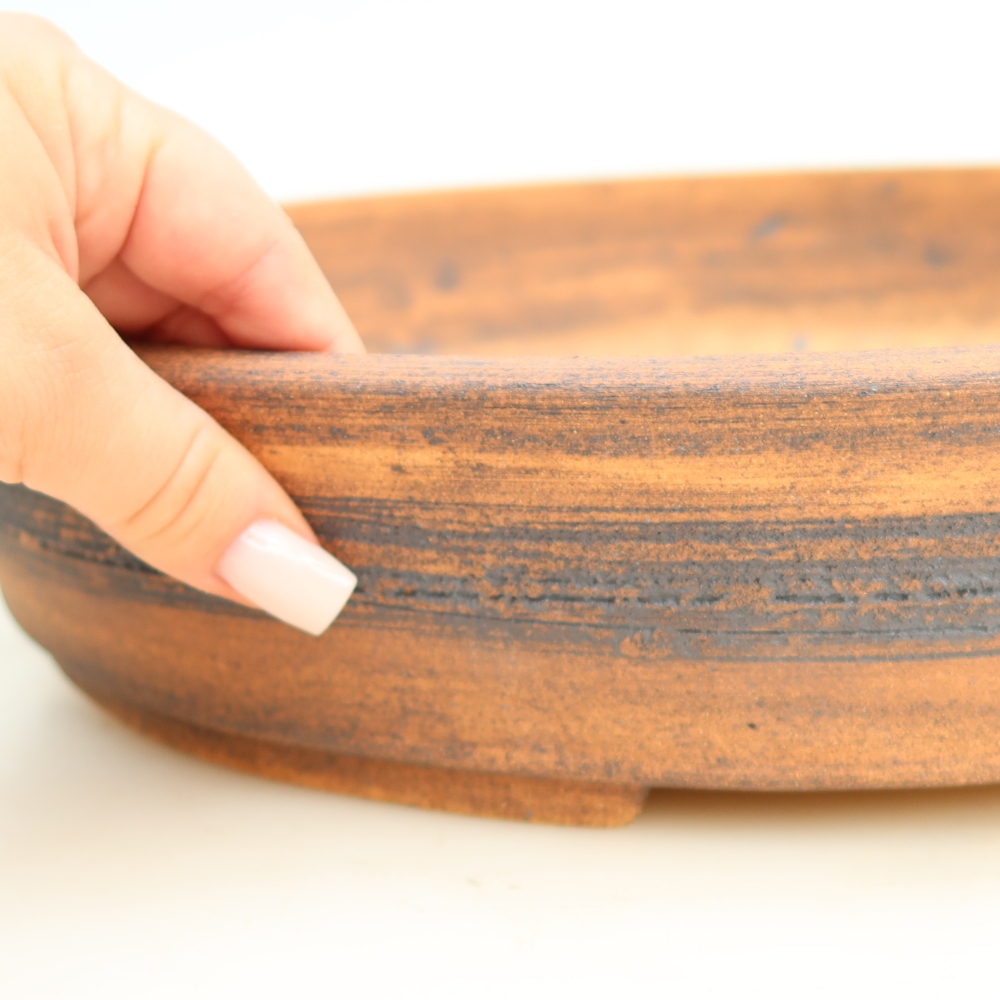 Ceramic bonsai pot, 38 x 30.5 x 7.5 cm, brown