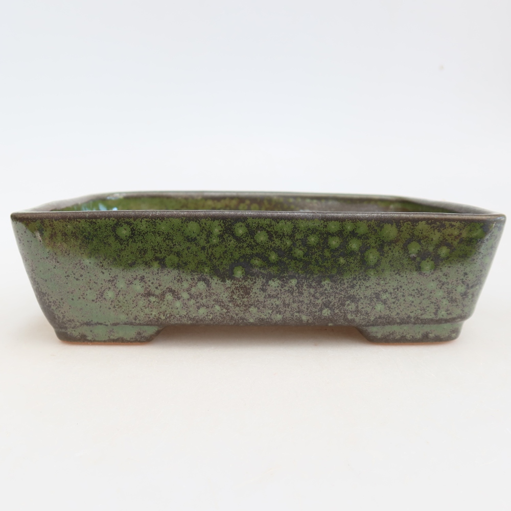 Ceramic bonsai bowl 18 x 13 x 5 cm, green