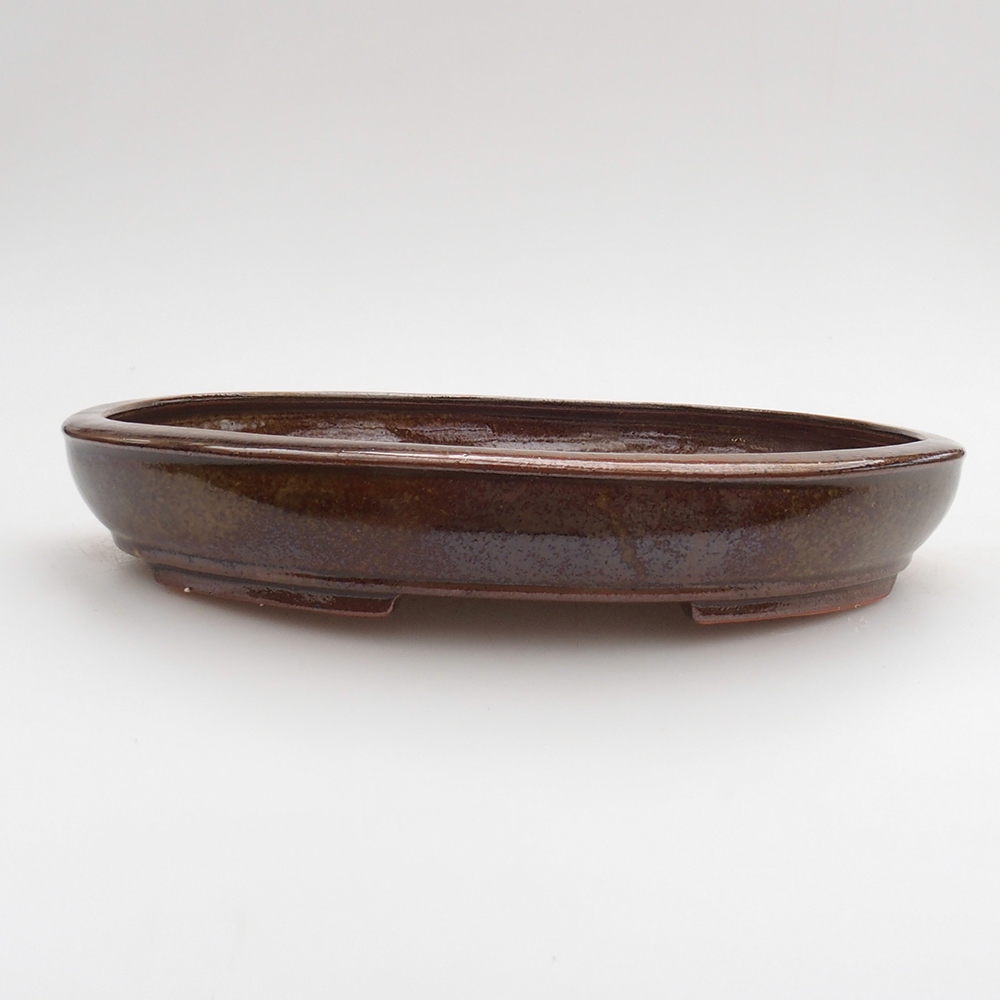 Ceramic bonsai bowl 24 x 19,5 x 4 cm, brown