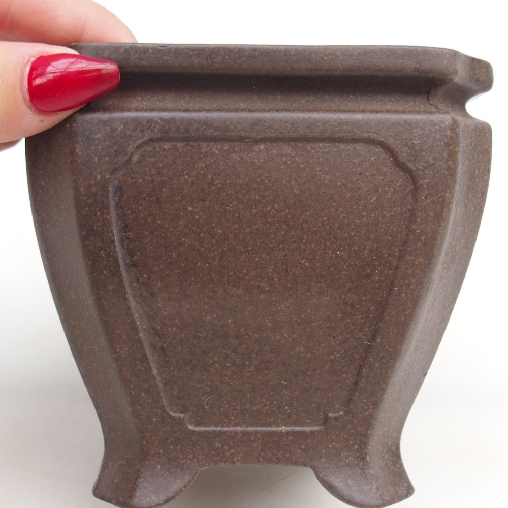 Ceramic bonsai bowl 10 x 10 x 9,5 cm, colour brownish ochre