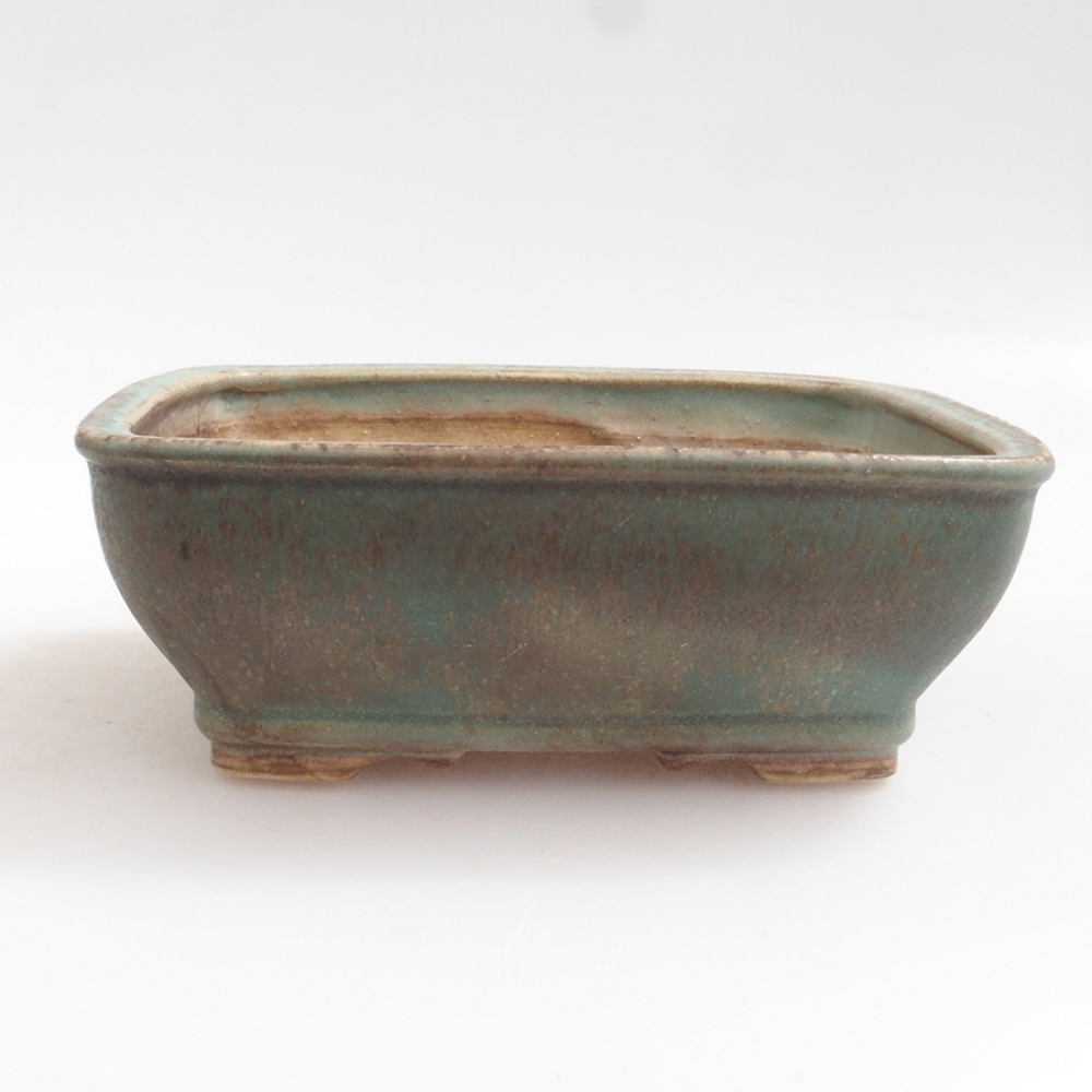 Ceramic bonsai bowl 14 x 12 x 5 cm, color green
