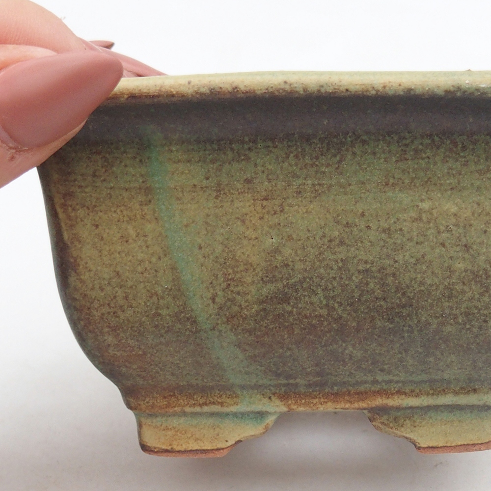 Ceramic bonsai bowl 10 x 10 x 6 cm, green