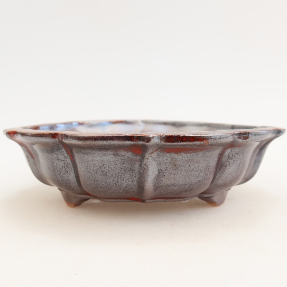Ceramic bonsai pot, 18.5 x 18.5 x 5 cm, metallic color