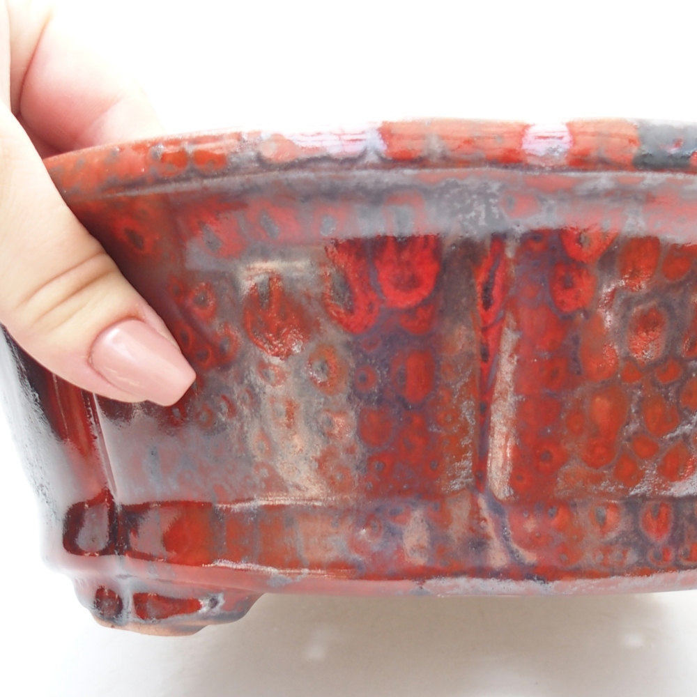 Ceramic bonsai bowl 26,5 x 26,5 x 8 cm, colour red