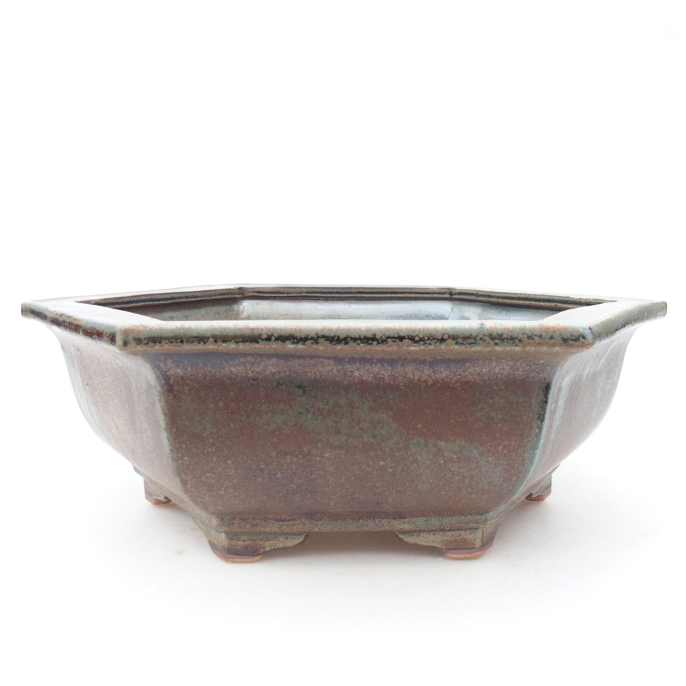 Ceramic bonsai bowl 28 x 24,5 x 9 cm, green