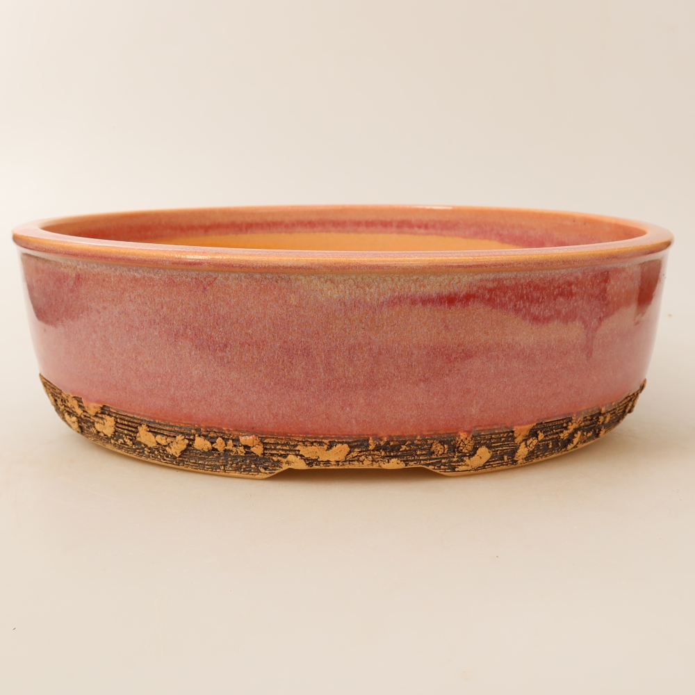 Ceramic bonsai pot, 27.5 x 27.5 x 7.5 cm, pink