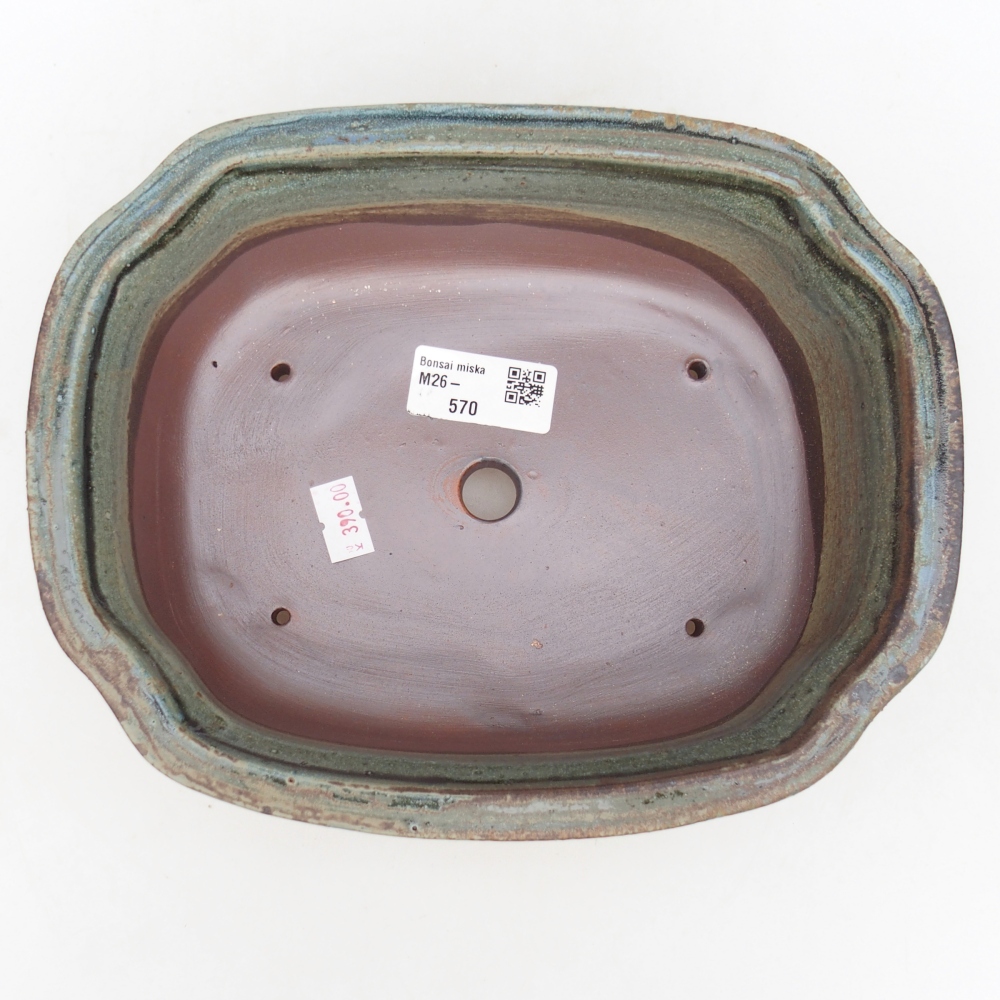 Ceramic bonsai bowl 22 x 18 x 7,5 cm, green