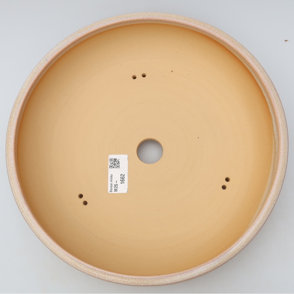 Ceramic bonsai pot, 26.5 x 26.5 x 5.5 cm, beige