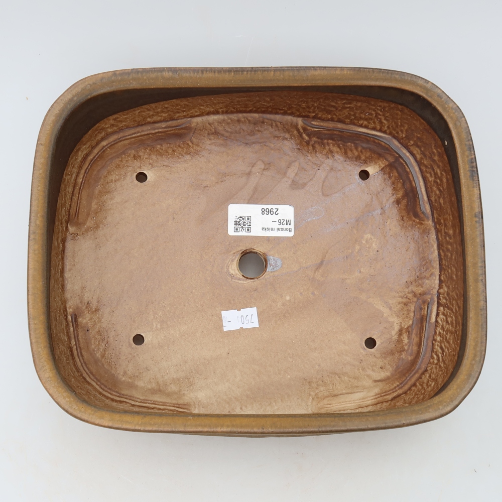 Ceramic bonsai pot, 24.5 x 20.5 x 6.5 cm, brown
