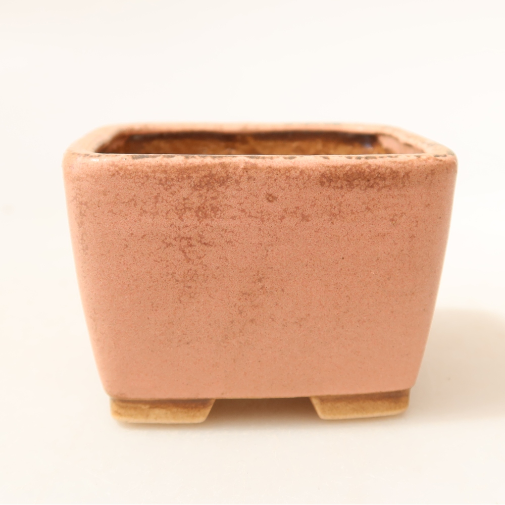 Ceramic bonsai pot, 6.5 x 6.5 x 4.5 cm, pink
