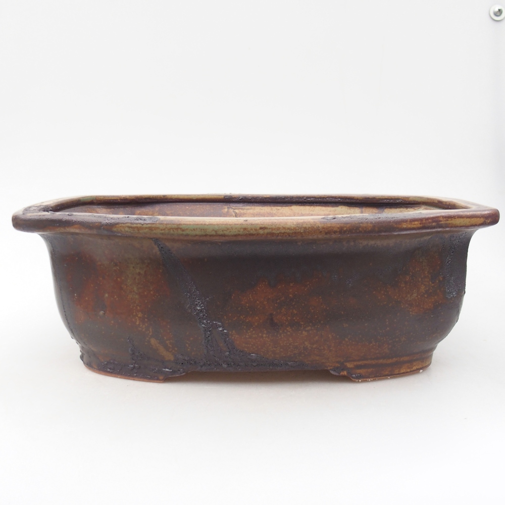 Ceramic bonsai bowl 30 x 26 x 10,5 cm, colour brown-green